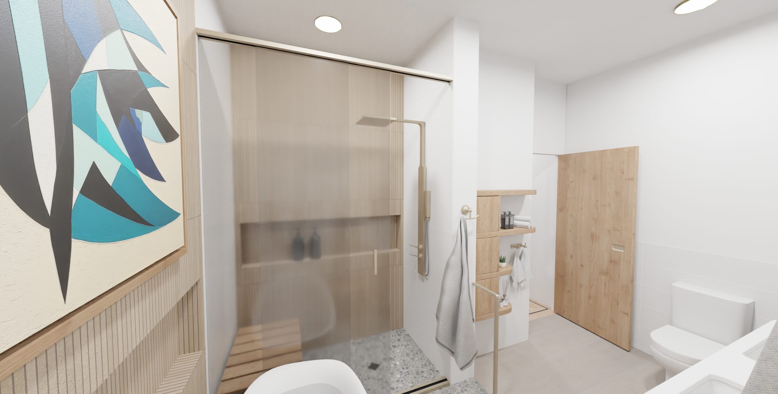 Bathroom shower and custom storage visualization